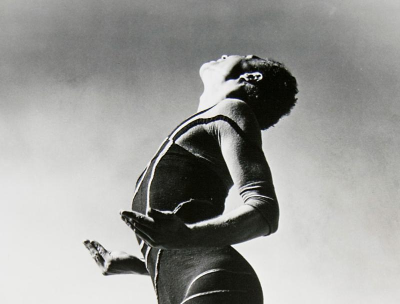 Barbara Morgan, “Merce Cunningham: Totem Ancestor,” 1942 (reprinted 1980). Gelatin silver print. 