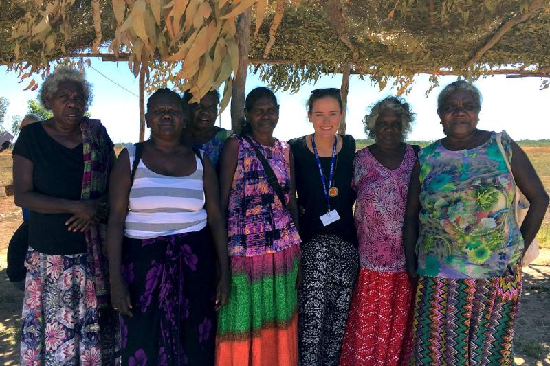 Sydney Collins, third from right, with members of the Milingimbi community during the Makarrata. 